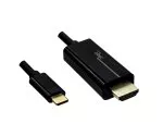 Cablu USB 3.1 cu mufă de tip C către HDMI, 4K2K@60Hz, HDCP, HDR, negru, lungime 2,00m, poli-sac